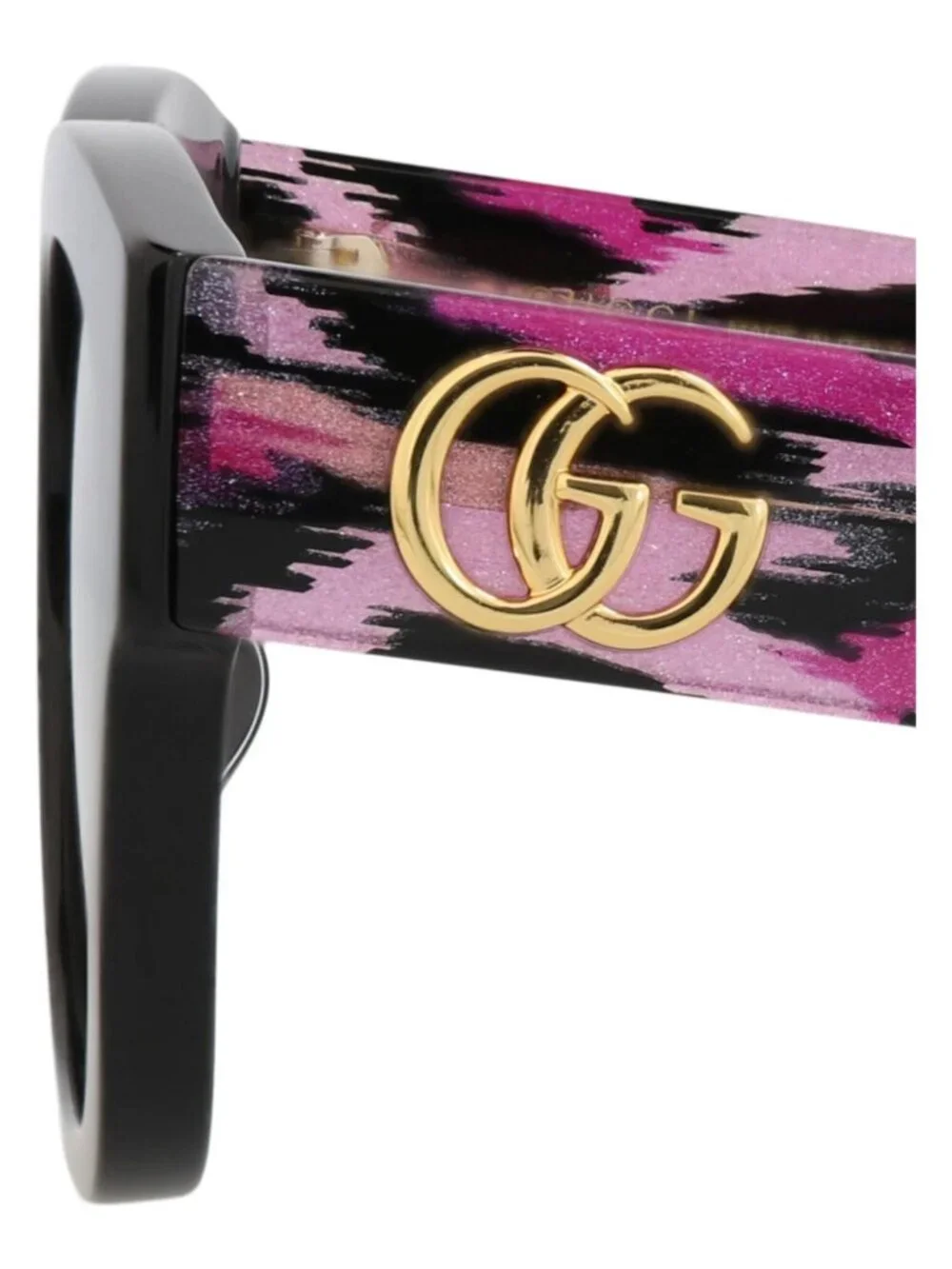 New Gucci Women's Sunglasses Square Rectangle Recycled Acetate Frame Black Black
